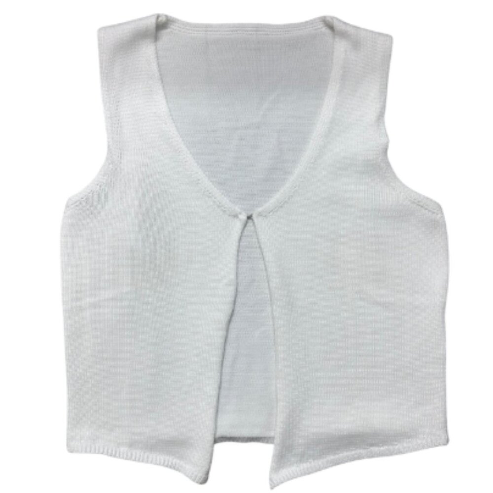 Crochet Knit Vest Top Size S NWT Sleeveless Button-Down Vintage - Picture 3 of 4
